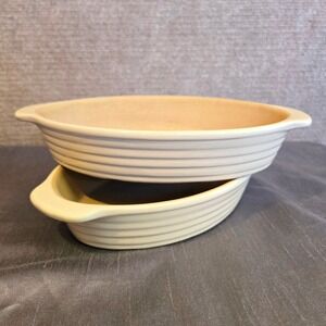 2 Pampered Chef Family Heritage Stoneware Oval Bakers 060103 Casserole Dishes